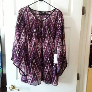 Chenault Purple Asymmetrical Bell Sleeve Tunic